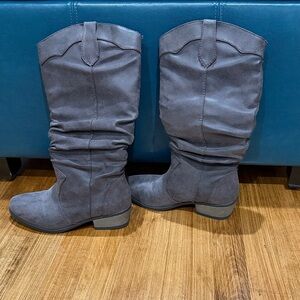 Gray Faux Suede Women's Boots